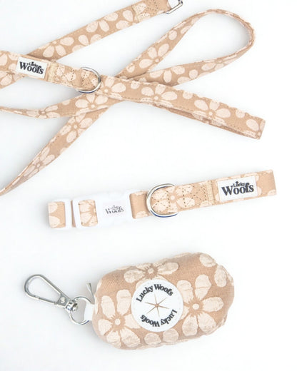 Komplet NA SPREHOD (Povodec + Ovratnica + Torbica) Cocoa Blooom Deluxe