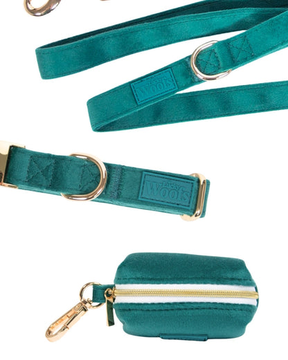 Komplet NA SPREHOD (Povodec + Ovratnica + Torbica) Emerald