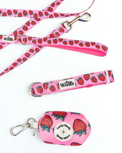 Komplet NA SPREHOD (Povodec + Ovratnica + Torbica) Strawberry Blisss