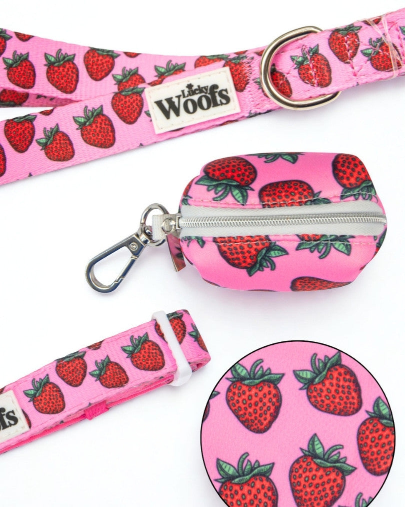 Komplet NA SPREHOD (Povodec + Ovratnica + Torbica) Strawberry Blisss