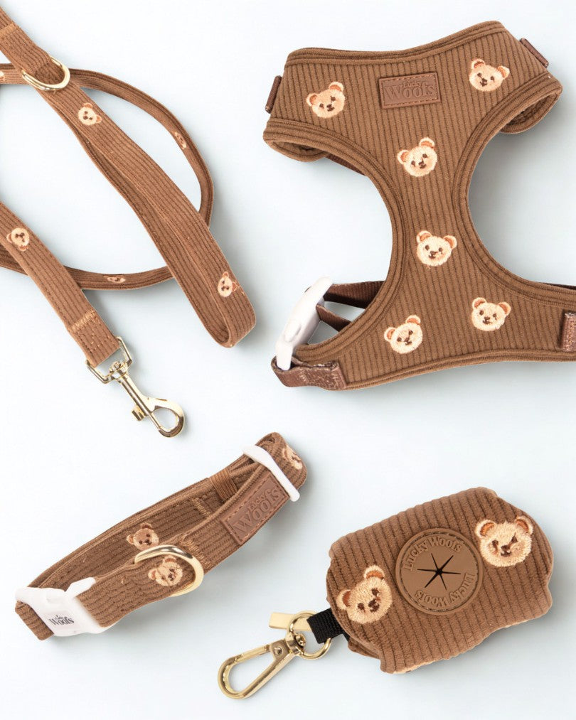 Komplet PASJA AVANTURA (Oprsnica + Povodec + Ovratnica + Torbica) Teddy Bear